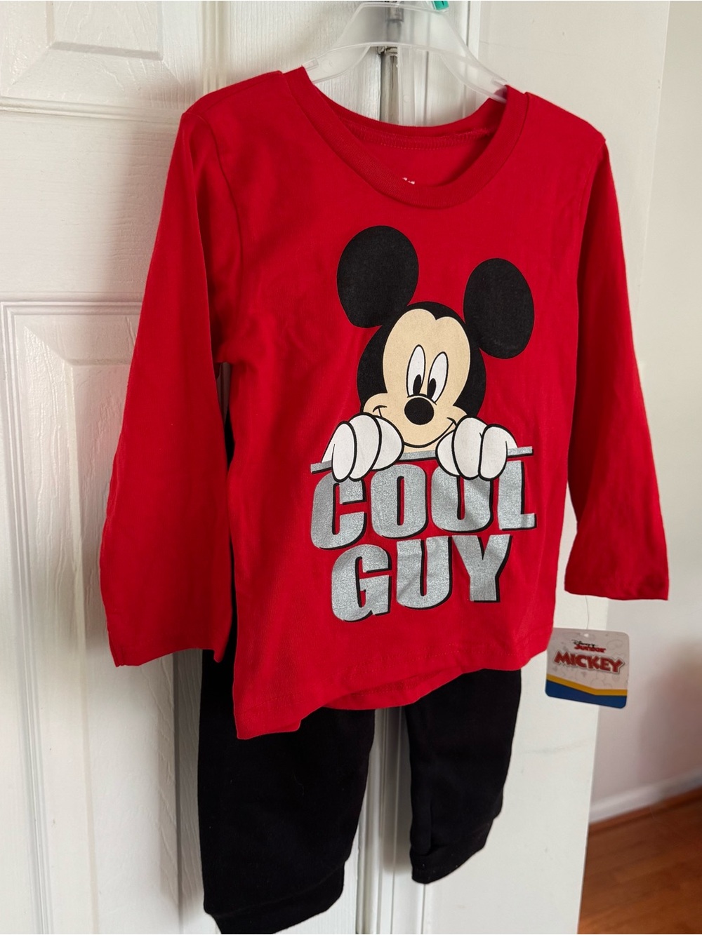 Disney Mickey Mouse Cool Guy Toddler Boys 3T 2 Piece Pajama Set Red Black NWT - Picture 8 of 16